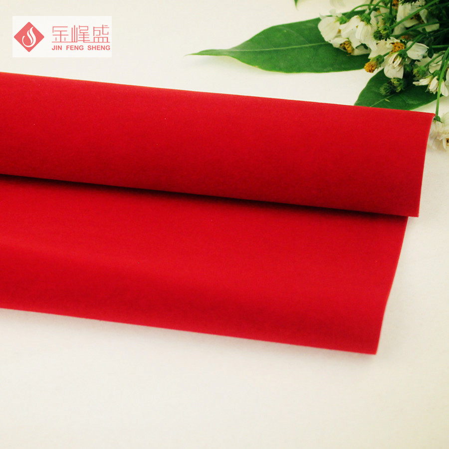 大紅色水刺長(cháng)毛植絨布，金峰盛絨布