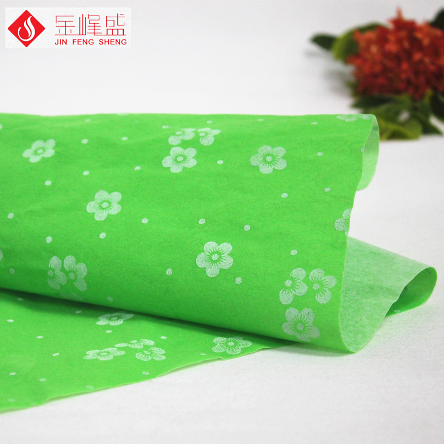 綠色無(wú)紡布植絨，壓花絨布，禮品盒絨布